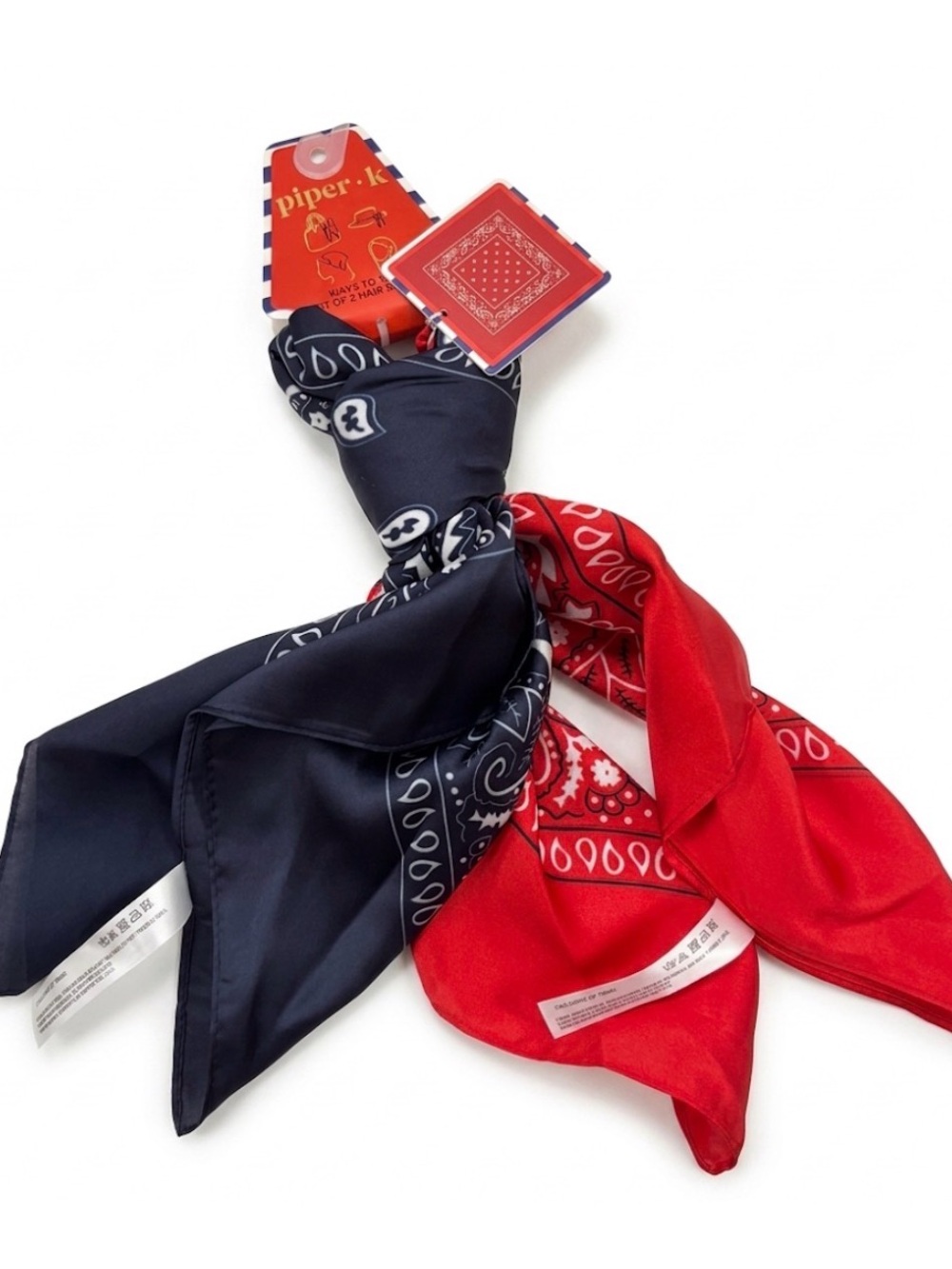 NWT ⚜️♥️💙⚜️ Piper K Navy Blue & Red Paisley Print Head Scarf